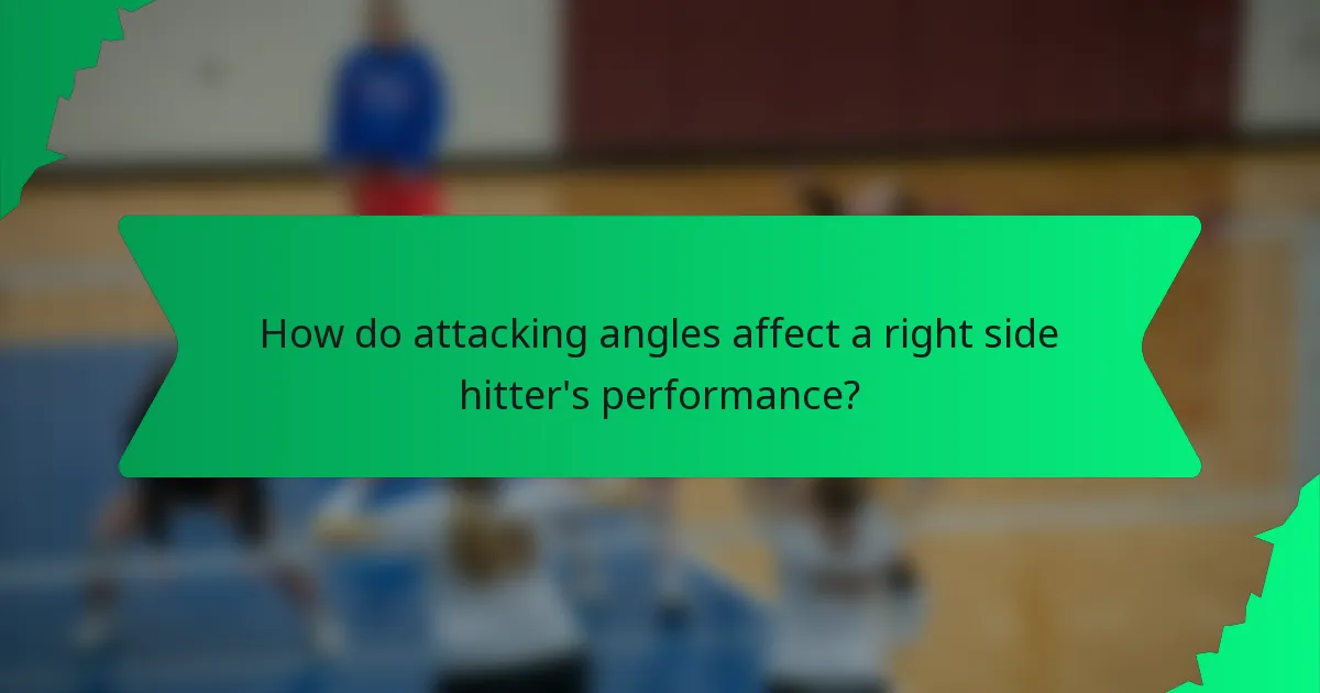 How do attacking angles affect a right side hitter's performance?